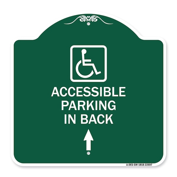 Signmission W/ NY Approved Isa Accessible Parking on Up Arrow W/ Graphic Alum Sign, 18" x 18", GW-1818-22697 A-DES-GW-1818-22697 - main